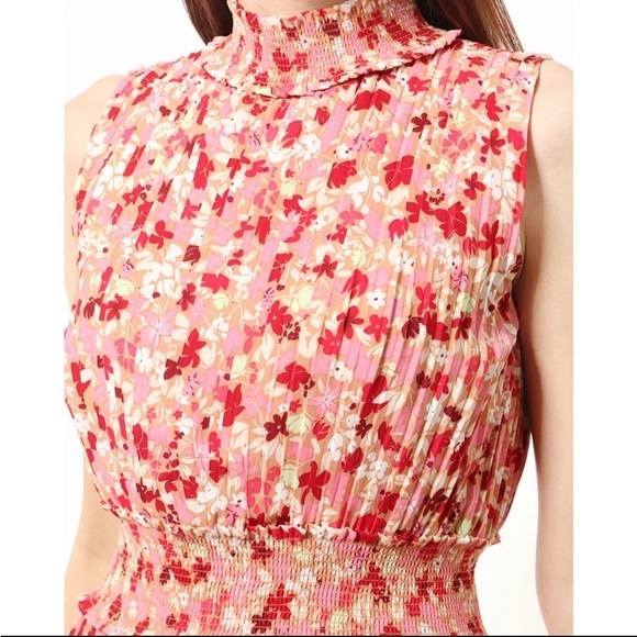 Nanette Lepore Pleat Floral Smocked Midi Dress Size 12 - Picture 4 of 11